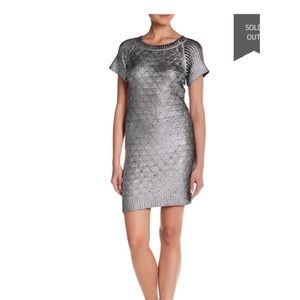 ROMEO Juliet Couture Metallic Silver Sweater Mini